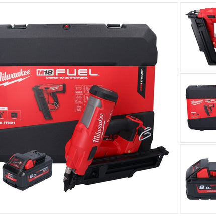 Milwaukee M18 FFN21-801C Akku Nagler 18 V 50 - 90 mm Brushless + 1x Akku 8,0 Ah + Koffer - ohne Ladegerät