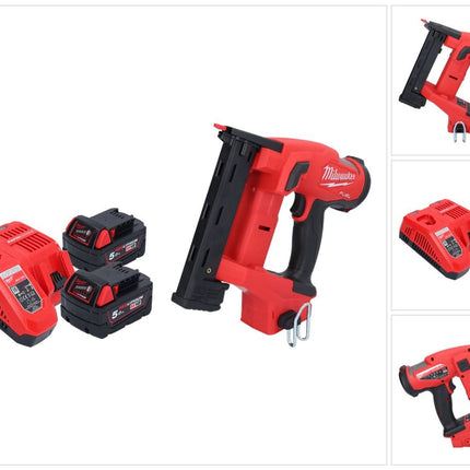 Milwaukee M18 FNCS18GS-502X Akku Tacker 18 V 9,5 - 38 mm Brushless + 2x Akku 5,0 Ah + Ladegerät + HD Box
