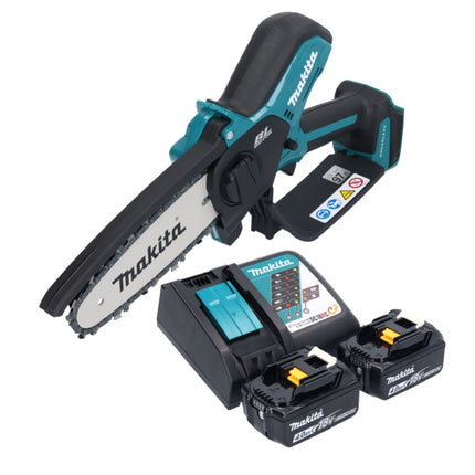 Makita DUC 150 RM201 Motosega a batteria 18 V 15 cm brushless + 2x batteria 4,0 Ah + caricabatteria