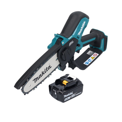 Makita DUC 150 T01 tronçonneuse à chaîne sans fil 18 V 15 cm Brushless + 1x batterie 5,0 Ah - sans chargeur