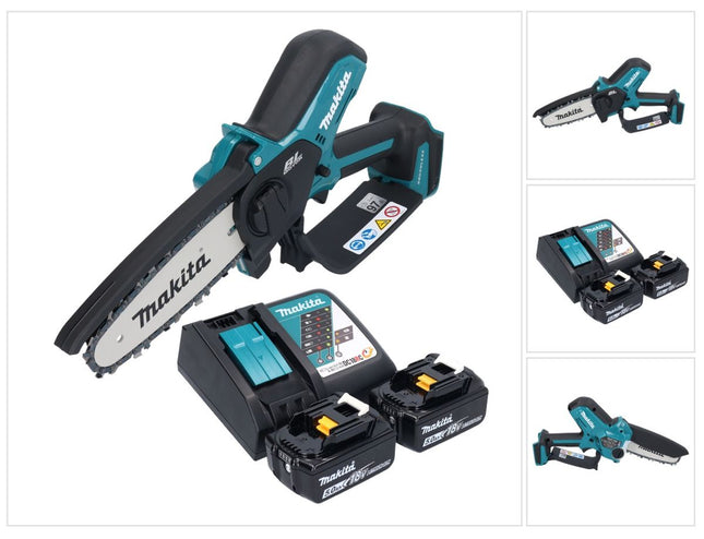 Makita DUC 150 RT201 Motosierra sin cable 18 V 15 cm sin escobillas + 2x batería 5,0 Ah + cargador