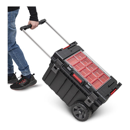 Toolbrothers RHINO XXL Trolley ECO Handling+ 44 L IP66 tool box with wheels on metal axle and double telescopic handle