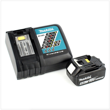 Makita DHP 483 RT1J Taladro percutor a batería 18 V en maletín Makpac 2 + 1x Batería BL 1850 + Cargador DC 18 RC